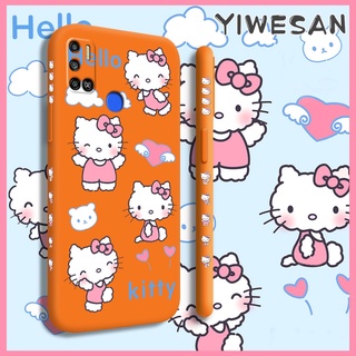 สำหรับ Tecno Spark 6 Air Tecno Spark 5 Air เคสโทรศัพท์แมว Hello Kitty การ์ตูนกรอบซิลิโคนนิ่มทรงสี่เหลี่ยมกันกระแทกมีขอบเคสคลุมทั้งหมดเคสป้องกันกล้องด้านหลังเคสใส่โทรศัพท์แบบนิ่ม