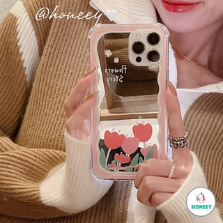 เคสโทรศัพท์มือถือ TPU แบบนิ่ม ลายดอกทิวลิป กันกระแทก สําหรับ IPhone 14 13 12 11 Pro Max X Xs XR 8 7 Plus