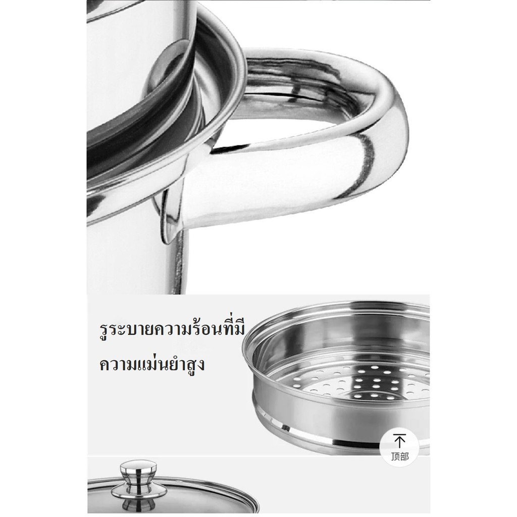 **สินค้าพร้อมส่ง**ซึ่งนึ่ง ซึ้ง หม้อนึ่งอาหาร หม้อสเเตนเลส สามารถใช้กับเตาแม่เหล็กไฟฟ้า หม้อสุกี้ หม้อต้ม ขนาด 28 ซม. - รูปที่ 2