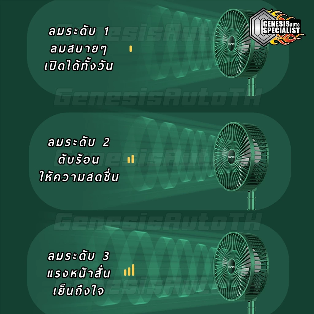 พัดลมไร้สาย พับเก็บได้ ปรับลม 3 ระดับ พร้อมที่วางมือถือ thumbnail 4