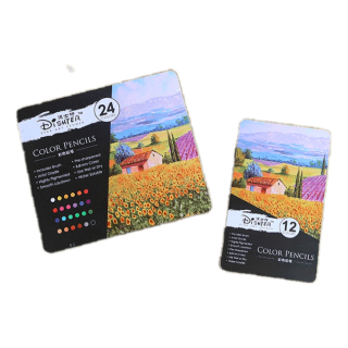 [รุ่นใหม่ #3002] ดินสอสี Fine Art Studio กล่องเหล็ก 12/24 สี เกรดพรีเมียม Dishter ชุดระบายสี สีไม้ ละลายน้ำได้