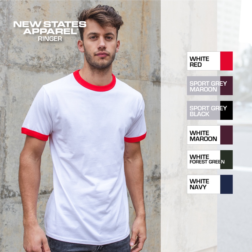 New States Apparel Premium Cotton 7250 Ringer Plain T-Shirt, ผ้าฝ้ายหวี 24s, วัสดุเย็น (ตอนที่ 1)