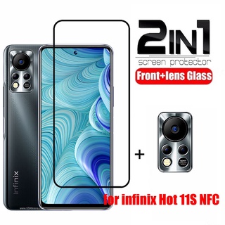 2 in 1 infinix Hot 11S NFC Tempered Glass Full Cover Screen Protector for infinix Hot 12i 10s 10i 11s 10 9 Play 8 Note 12 G96 11s 10 Pro 8 7 Lite Tempered Glass Camera Lens Protect