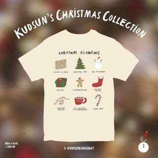 เสื้อยืดผ้าฝ้าย เสื้อยืด Kudsuns Holiday Collection - Christmas Elements