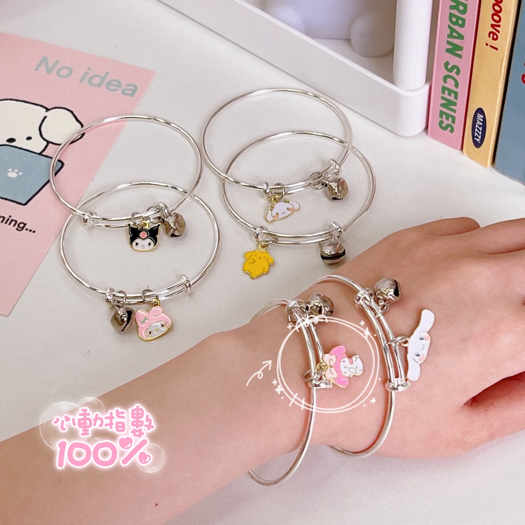 SANRIO สร้อยข้อมือเงิน ลายการ์ตูนสุนัข Cinnamon Melody Kuromi น่ารัก เหมาะกับของขวัญวันเกิด สําหรับเด็กผู้หญิง และนักเรียน