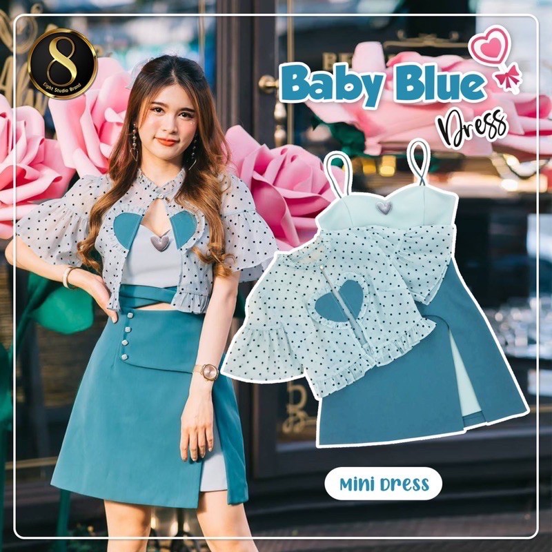 💎พร้อมส่ง💎8studio💕เดรสสีเขียว baby blue dress