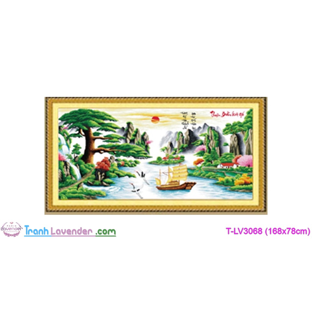 (ยังไม่ปัก)[T-LV3068]ภาพวาดปักครอสติชแห่ง Smooth Sailing Landscape (168x78cm)