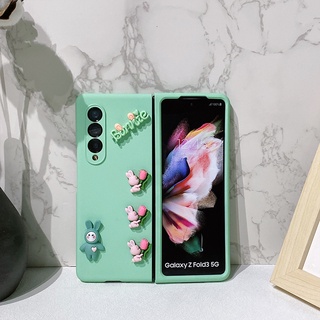 เคสพลาสติกแข็ง พับได้ ลายกระต่ายน่ารัก สําหรับ Samsung Galaxy Z Fold 3 Fold 2 Fold4 5G Fold 4