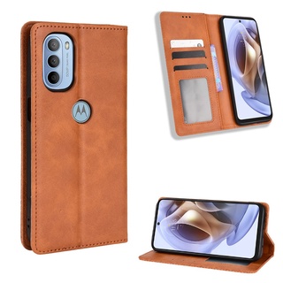 Casing Motorola Moto G31 / G41 Vintage Flip Cover Magnetic Wallet Case PU Leather Cases Card Holder