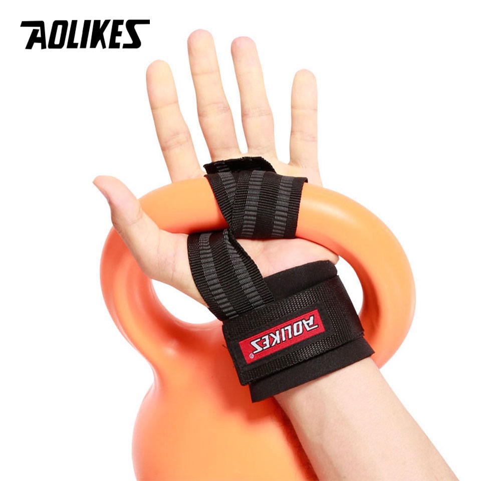 Aolikes 1 คู่ กันลื่น หนา ยิม ฝึกยกน้ําหนัก ถุงมือ บาร์เบล สายรัด ห่อมือ พร้อมสายรัดข้อมือ - รูปที่ 4
