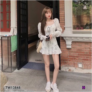เดรสสม็อคตัวลายกราฟฟิก (13848)