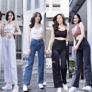 volume jeans กางเกงยีนส์ทรงกระบอกเอวสูง