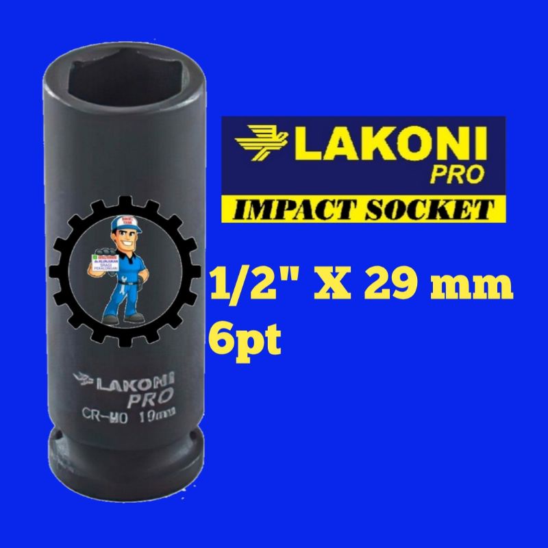 LAKONI PRO SOCKET DEEP IMPACT 1/2" X 29 MM SOCKET IMPACT 29MM
