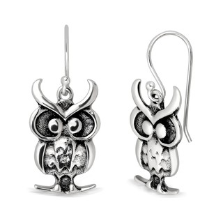 MachuSilver ต่างหูเงินแท้ 925 Sterling Silver รูปนกฮูก สัญลักษณ์แห่งความฉลาด พร้อมถุงกำมะหยี่