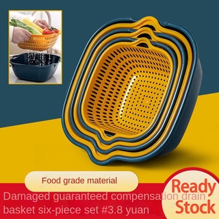 ✨【SG Ready Stock】Double-Layer Kitchen Vegetable Basin Draining Basket Hot Pot Platter Vegetable Washing Basket Household