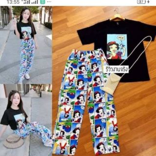 ชุดเซตเสื้อ+กางเกงเรคกิ้ง หรือ คอตตอนลายการ์ตูน
