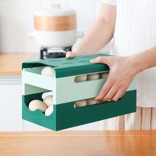 กล่องเก็บไข่สไลด์ 2 ชั้นเก็บ Egg storage box 2 layers slide