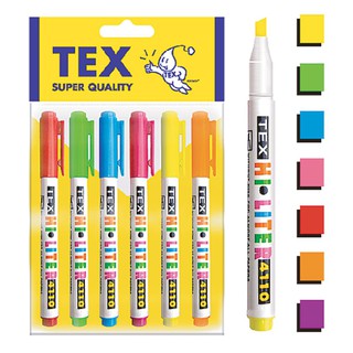 เท็กซ์ ปากกาเน้นข้อความ รุ่น 4110 แพ็ค 6 ด้าม Tex Highlighter Model 4110 Pack 6 pcs.