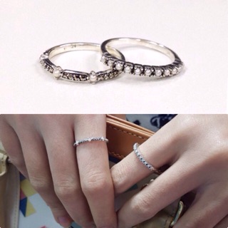 Pearl Minimal Set ( 2 Rings ) แหวนมุกมินิมอล​ แบบเล็กๆ​ คิ้วส์​ๆ​ ตัวเรือน​เงิน​แท้​ 925​