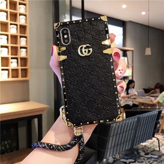 Tecno Camon 16 Camon 17P 18 Camon 18 เคสหนังนิ่ม ทรงสี่เหลี่ยม แบรนด์หรู พร้อมสายคล้อง