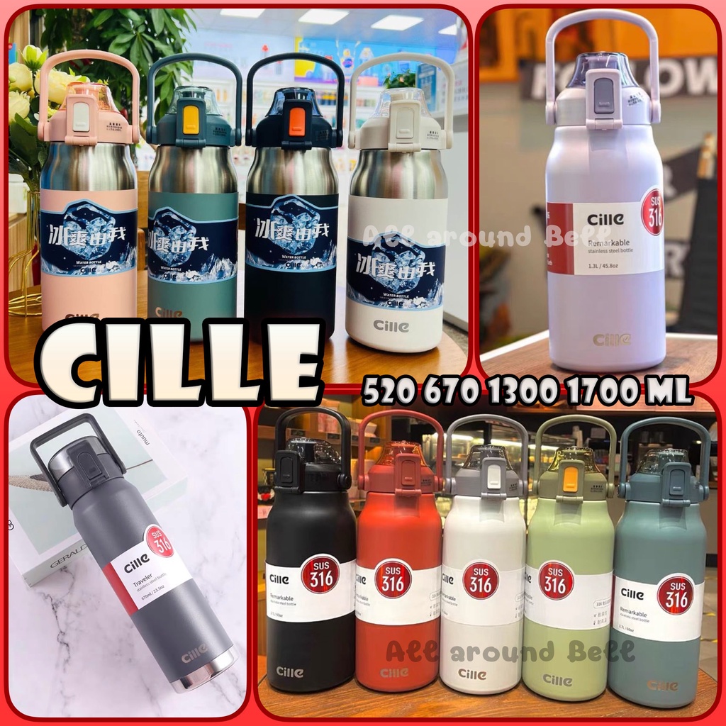 กระบอกน้ำเก็บความเย็น cille vacuum bottle (สแตนเลส 316)