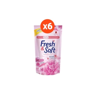 Fresh & Soft น้ำยาปรับผ้านุ่ม เฟรช แอนด์ ซอฟท์ กลิ่น Lovely Kiss (สีชมพู) ชนิดเติม 550 ml แพ็ค 6 ถุง