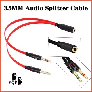 Audio Aux 2 in 1 ตัวแยกหูฟัง และตัวแยกไมโครโฟน ตัวเมีย 3.5 มม. เป็นตัวผู้ 2 ตัว Y สายสัญญาณเสียง Aux สําหรับคอมพิวเตอร์ แล็ปท็อป เล่นเกม