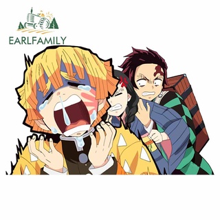 Earlfamily สติกเกอร์ไวนิล ลาย Demon Slayer กันน้ํา 13 ซม. x 8.4 ซม. สําหรับติดตกแต่งประตูตู้เย็น