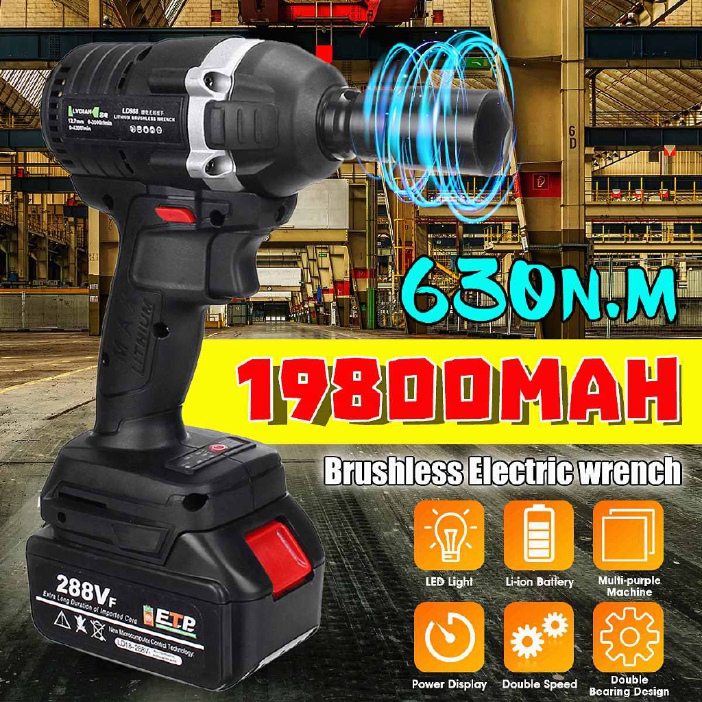 630N.M 288VF Impact Wrench Ratchet Driver Cordless Brushless Set