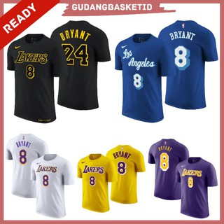 เสื้อยืดพิมพ์ลายแฟชั่นเสื้อยืด เสื้อกีฬา NBA LOS ANGELES LAKERS NIKE 8 Kobe Bryant