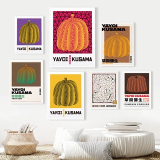 Yayoi Kusama โปสเตอร์ผ้าใบ พิมพ์ลายฟักทอง สําหรับตกแต่งผนังบ้าน