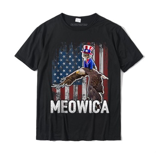 ขายดี!เสื้อยืดผ้าฝ้าย พิมพ์ลายธง Meowica Cat Uncle Sam Eagle Flag 4th Of July Camisas Hombre สําหรับผู้ใหญ่ 2022S-5XL