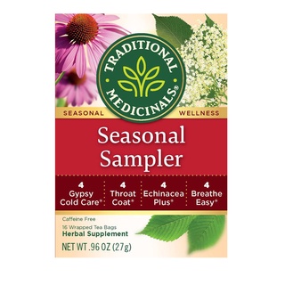 4 รสชาติใน 1 กล่อง Traditional Medicinals Seasonal Tea Sampler Variety Pack, 16 Tea Bags