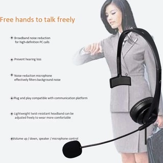 Usb Call Center หูฟังพร้อมไมโครโฟนเสียงรบกวนสําหรับ Pc โทรศัพท์มือถือ