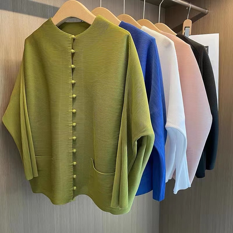 สไตล ์ เกาหลีผู ้ หญิงสุภาพสตรีหลวมชีฟองรอบคอจีบเสื ้ อแขนยาวเสื ้ อ Baju Baju Wanita Lengan Panjang