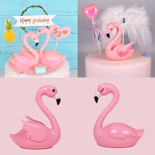 โมเดลรูปฟลามิงโก้คู่สำหรับตกแต่งเค้กวันเกิด Flamingo