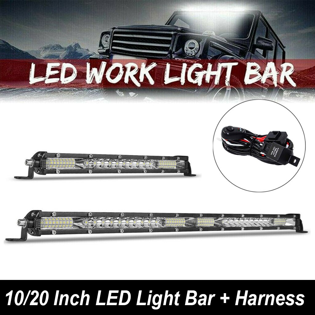 10 20 นิ้วน้ําท่วม Spot Combo Beam 12V 24V Ultra Slim LED Light Bar/ทํางานขับรถหมอกโคมไฟรถเรือรถบัสร