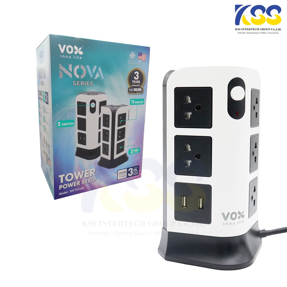 ปลั๊กไฟมาตรฐาน มอก. 3 เมตร VOX NV-T2112U ปลั๊กไฟ TOWER 11 รูปที่ 2