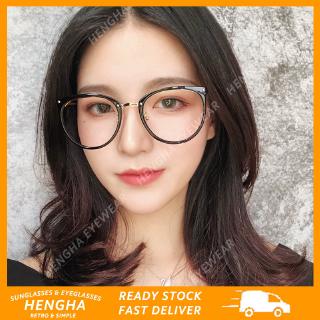 【HENGHA】ขายส่ง【พร้อมสต็อก】แว่นตาสายตาสั้นลบออกแบบเกาหลีย้อนยุคแมวตาผู้หญิงแว่นตา