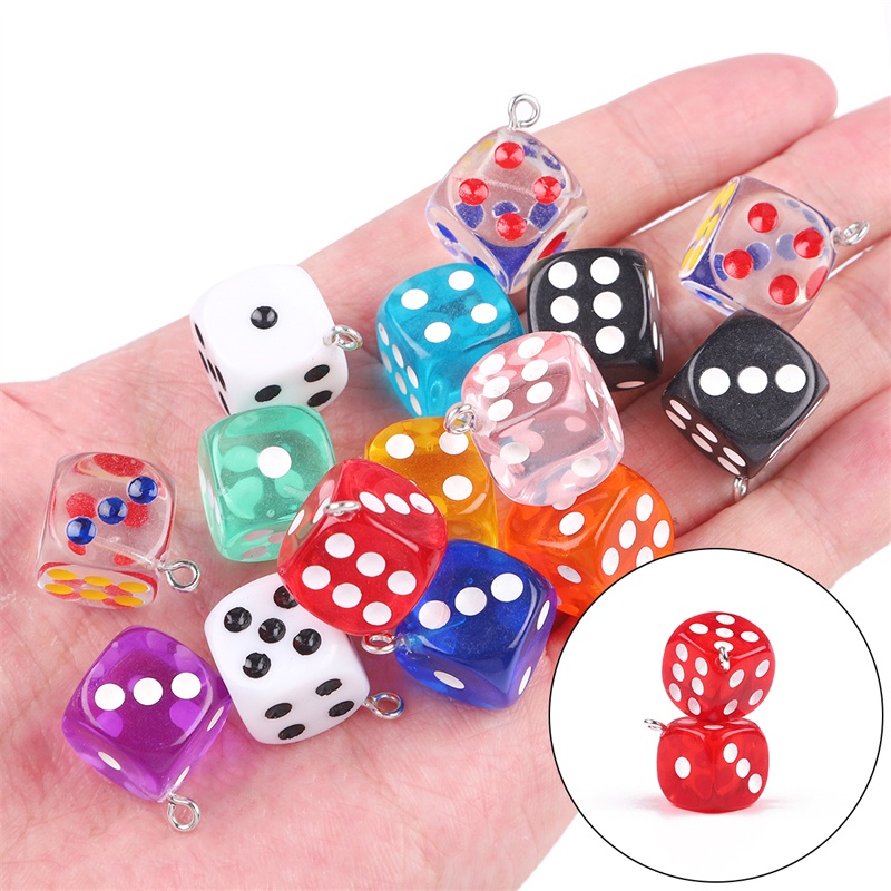 6/10 ชิ้น 14 มิลลิเมตรผสมสีลูกเต๋า Charm Square ลูกเต๋าจี้ลูกปัดสําหรับ DIY สร้อยคอสร้อยข้อมือต่างหูเครื่องประดับหัตถกรรมทําอุปกรณ์เสริม