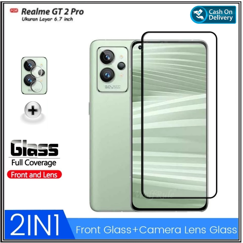 Di AlvaCaseAcc 2in1 กระจกนิรภัย Realme GT 2 Pro / 8 / 8 PRO ฟรีกล้องกันรอยขีดข่วน Oppo Realme 8 PRO