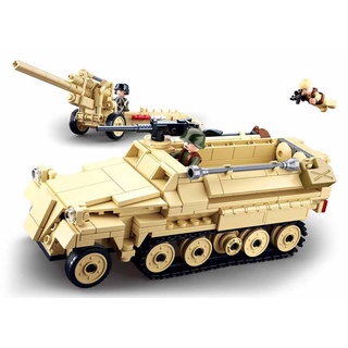 Sluban ของเล่นตัวต่อ WW2 Army SDKFZ251 Half-Track Cannon B0695 460 ชิ้น