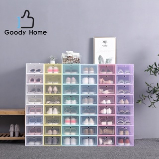 แหล่งขายและราคาGoody Home กล่องพลาสติกใส่รองเท้า ฝาหน้าเปิดปิดได้ พับเก็บได้และต่อได้หลายชั้น สีพาสเทล ราคาต่อกล่องและประกอบเองอาจถูกใจคุณ