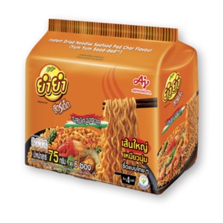 ยำยำ บะหมี่กึ่งสำเร็จรูป สูตรเด็ด รสผัดฉ่าทะเล 75 กรัม แพ็ค 6 ซอง Yum Yum Instant Noodles Spicy Seafood Flavor 75g.อาหาร