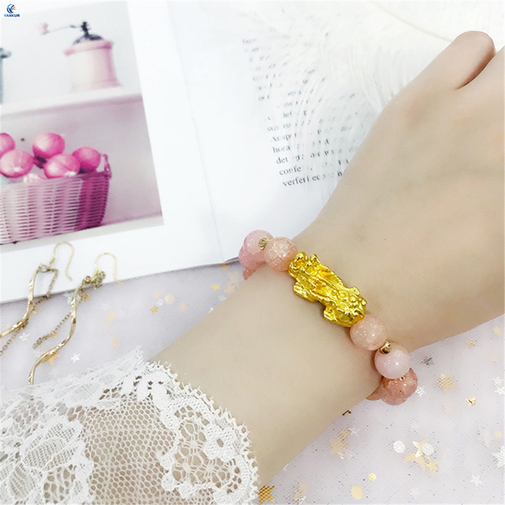 [COD] Unisex Imitation Agate Jade Lucky Pixiu Wealth Brave 10mm Bead Bracelet Bangle