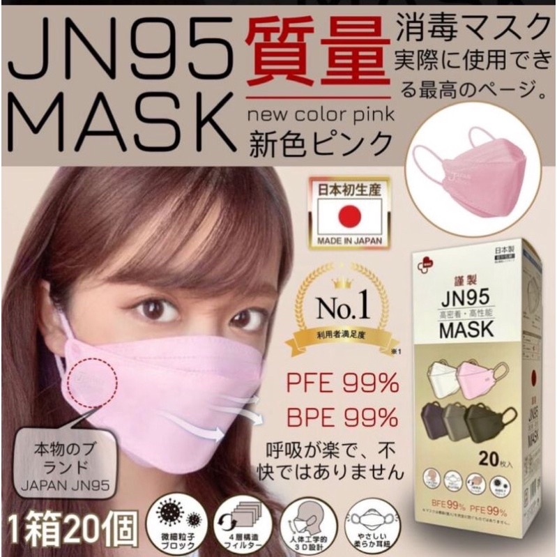 แมสญี่ปุ่น JN95 Mask (แท้ 100%) หน้ากากอนามัยญี่ปุ่น กรอง 4 ชั้น(20 ชิ้น/กล่อง)📮พร้อมส่ง