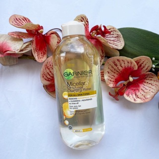 400 ml. ผลิต 03/23 Garnier Micellar Oil-Infused Cleansing Water Remover Makeup การ์นิเย่ ที่เช็ดเครื่องสำอางค์ เหลือง