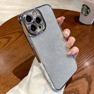 เคสไอโฟน 13 pro max เคสโทรศัพท์มือถือนิ่ม ขอบตรง ลายกลิตเตอร์ สําหรับ iPhone 12 pro max iPhone 11 pro max iPhone 13 pro max