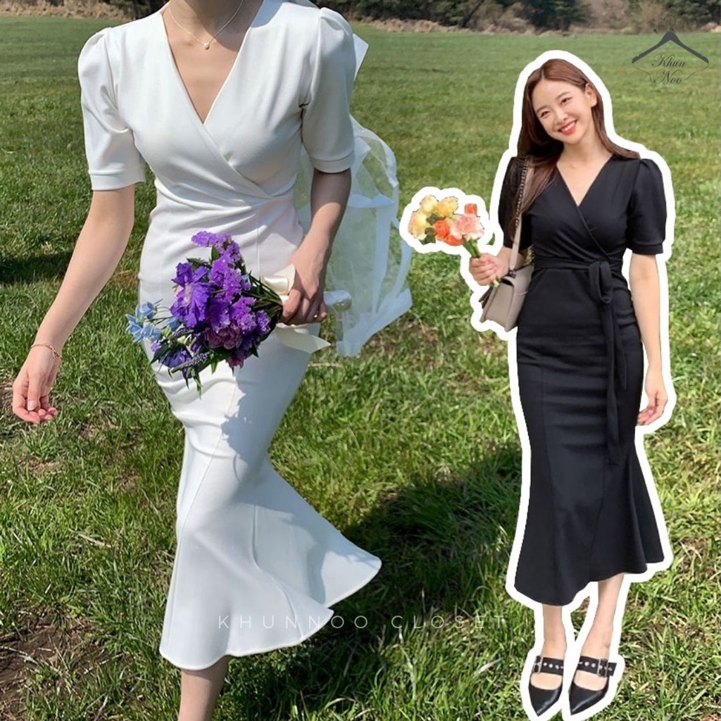 KN-5035 พร้อมส่ง ชุดแต่งงาน เดรสสีขาว หางปลา Wedding Dress ใส่ออกงาน