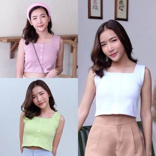 ♡ Cronie | Candy top เสื้อกล้าม ผ้าร่อง แต่งกระดุม